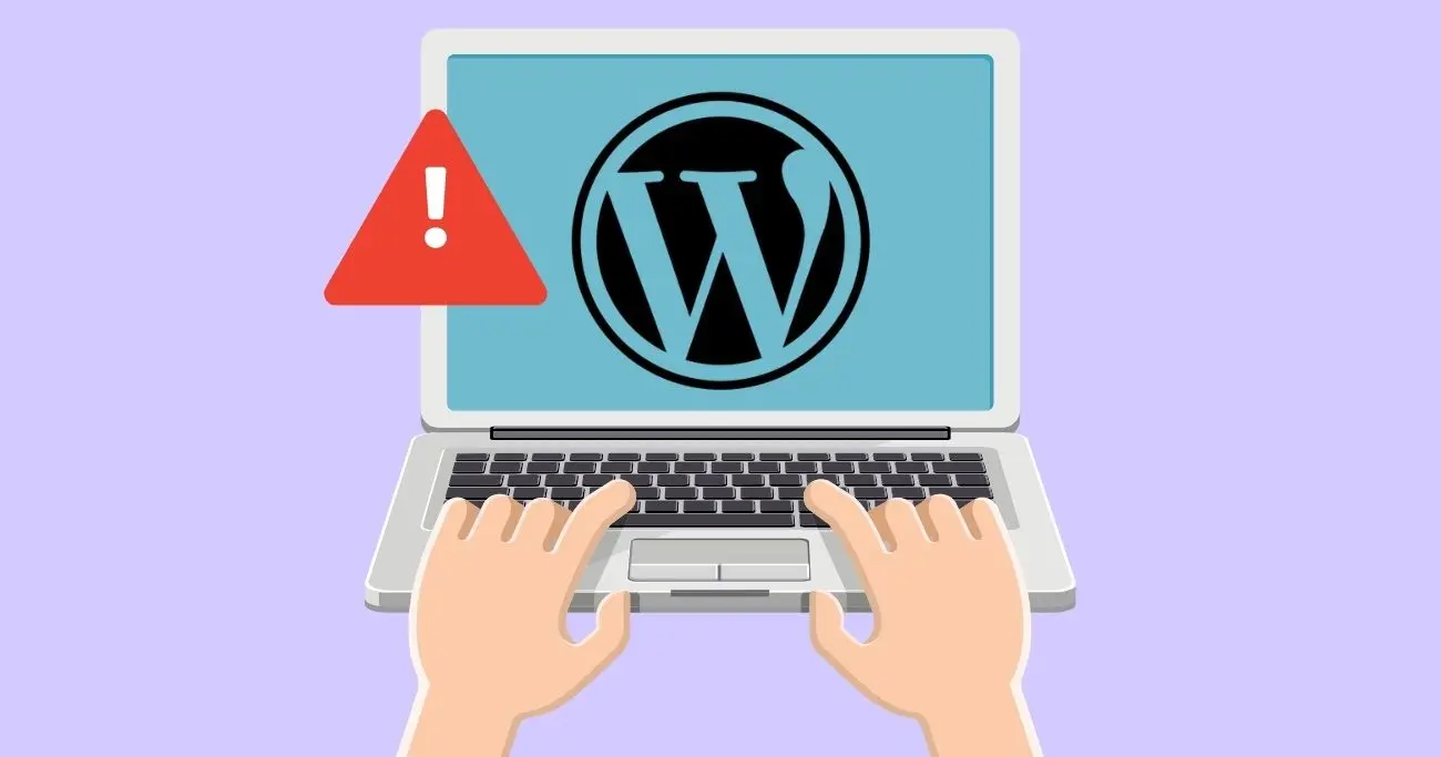 3D illustration of WordPress displaying errors on a laptop