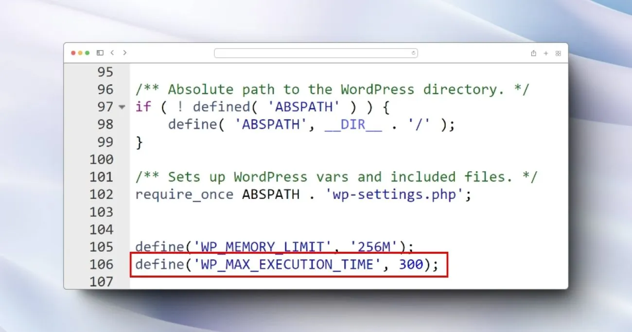 Adjusting PHP Max Execution Time in wp-config file