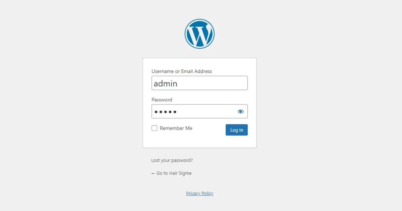 Admin as WordPress username