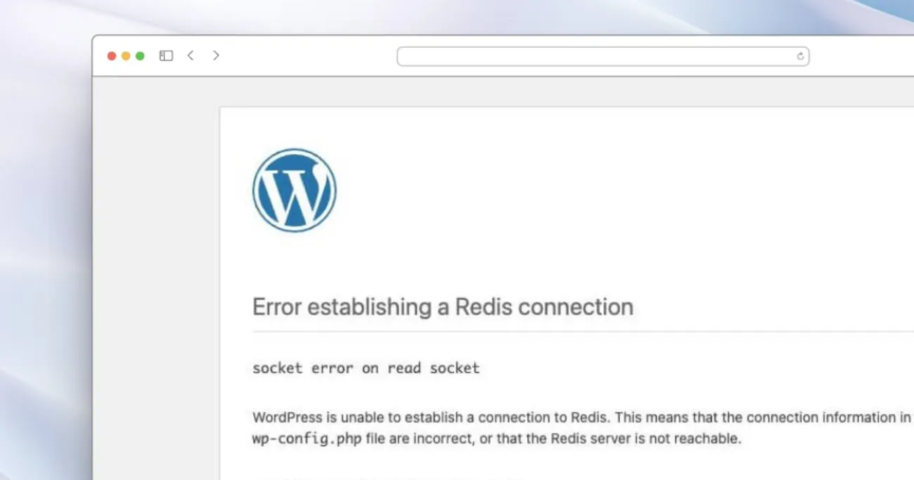 Error Establishing a Redis connection on WordPress website