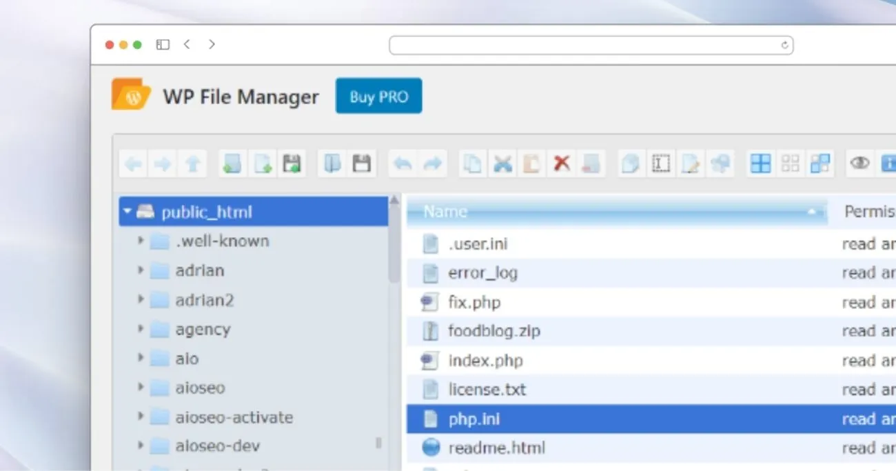 PHP-ini file in file manager