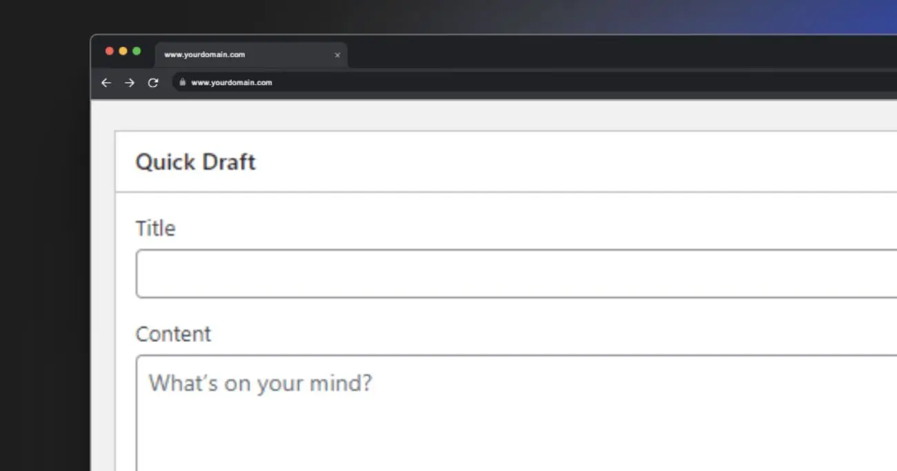 Quick draft option on WordPress
