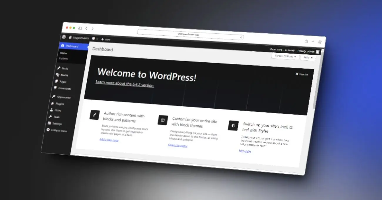 Screenshot of WordPress Dashboard