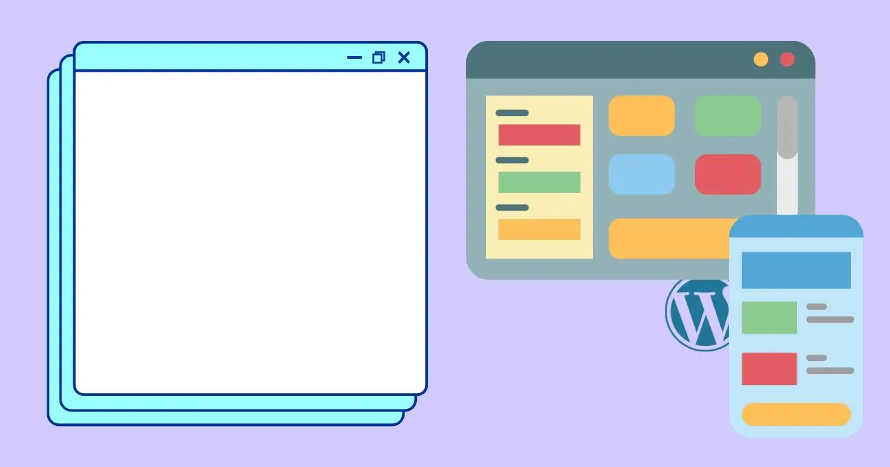 illustration of WordPress webpages on desktop and mobile