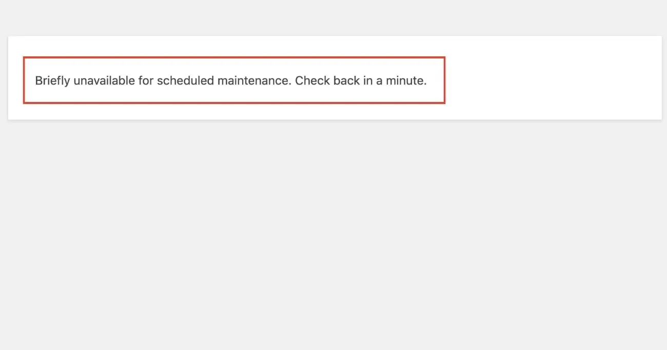 WordPress endless update error - briefly unavailable for scheduled maintenance