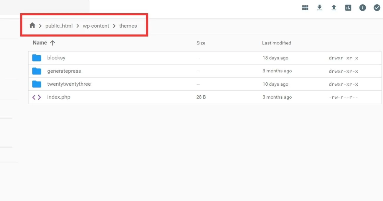 themes folder under hosting file manager